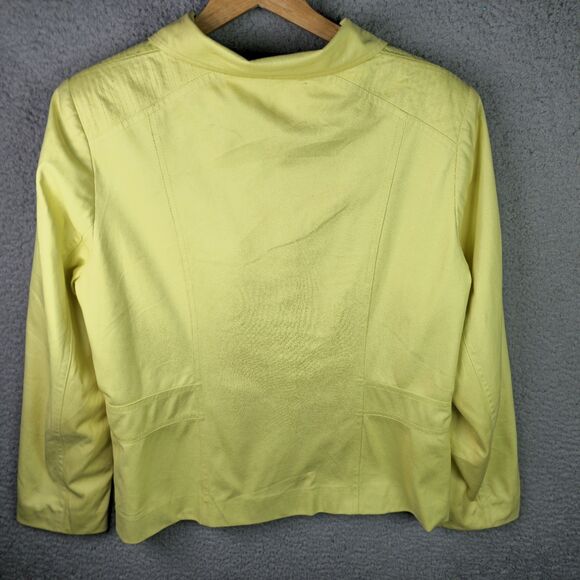TanJay Jacket Womens 14 Bright Yellow Full Zip Faux Leather Lined Zipper Pockets - Picture 11 of 16